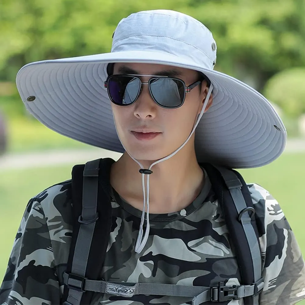 Peicees Super Wide Brim Sun Hat Men Women Fishing Bucket Hat Safari Cowboy Hat