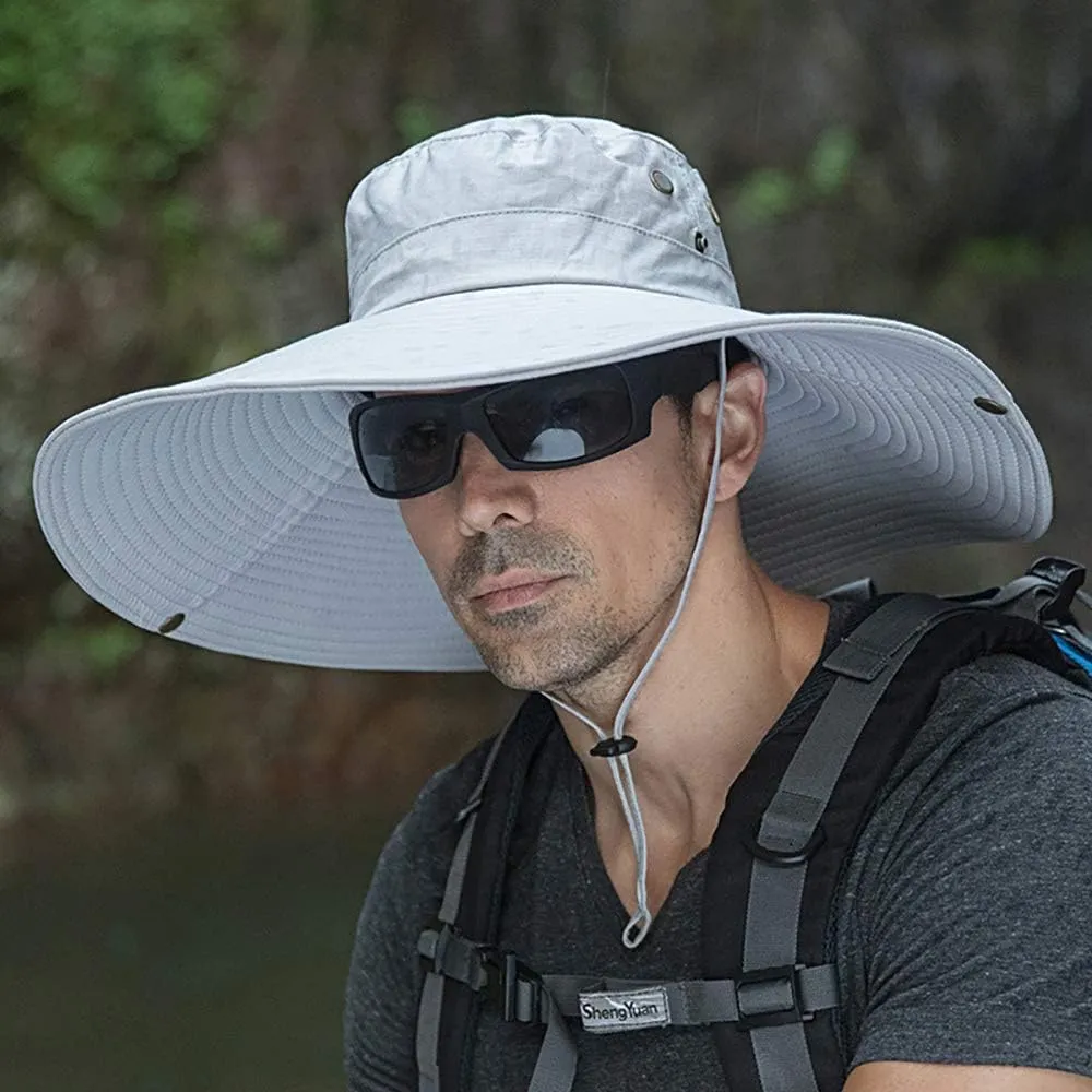 Peicees Super Wide Brim Sun Hat Men Women Fishing Bucket Hat Safari Cowboy Hat