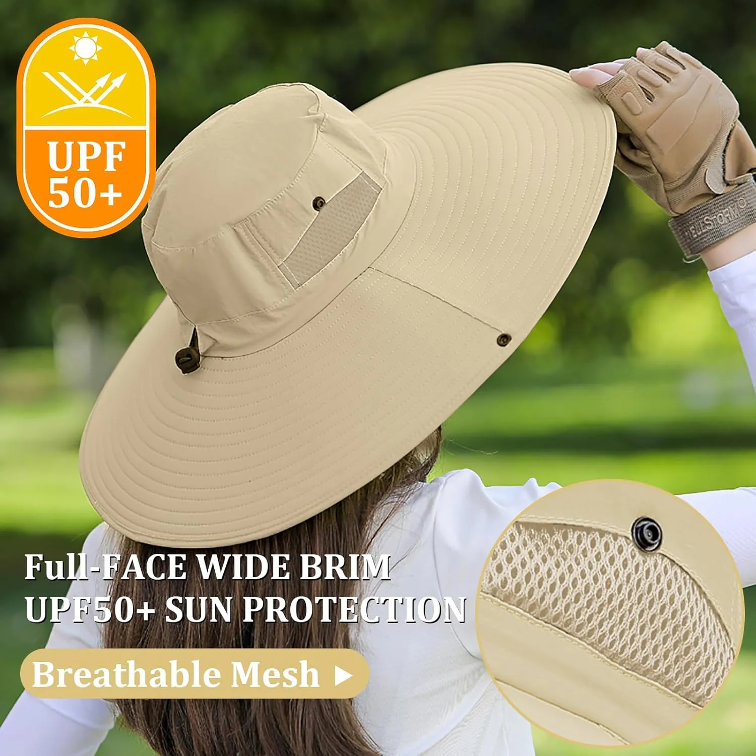 Peicees Women Wide Brim Sun Hat UPF50  Waterproof Bucket Hat for Fishing Hiking Camping