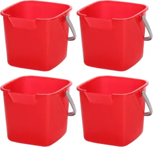 Peohud 4 Pack Sanitizing Buckets, 3 Quart Small Cleaning Pail, Square Detergent Bucket with Spout and Handle for Home, Offices, School, Commercial Use