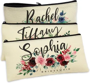 People People Personalized Wedding Makeup Bag Bachelorette Party Women Customized Bride Toiletry Bag GiftsBridal Shower - Custom Girl Travel Cosmetic Proposal Bridesmaid Gift Pouch C1 (Set of 5)