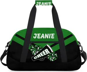 Personalize Cheer Bags for Girls Kids Cheerleaders with Custom Name Dancing Sport Gym Perform Training Duffel Bags for Overnight Weekender Travel Green Black 5