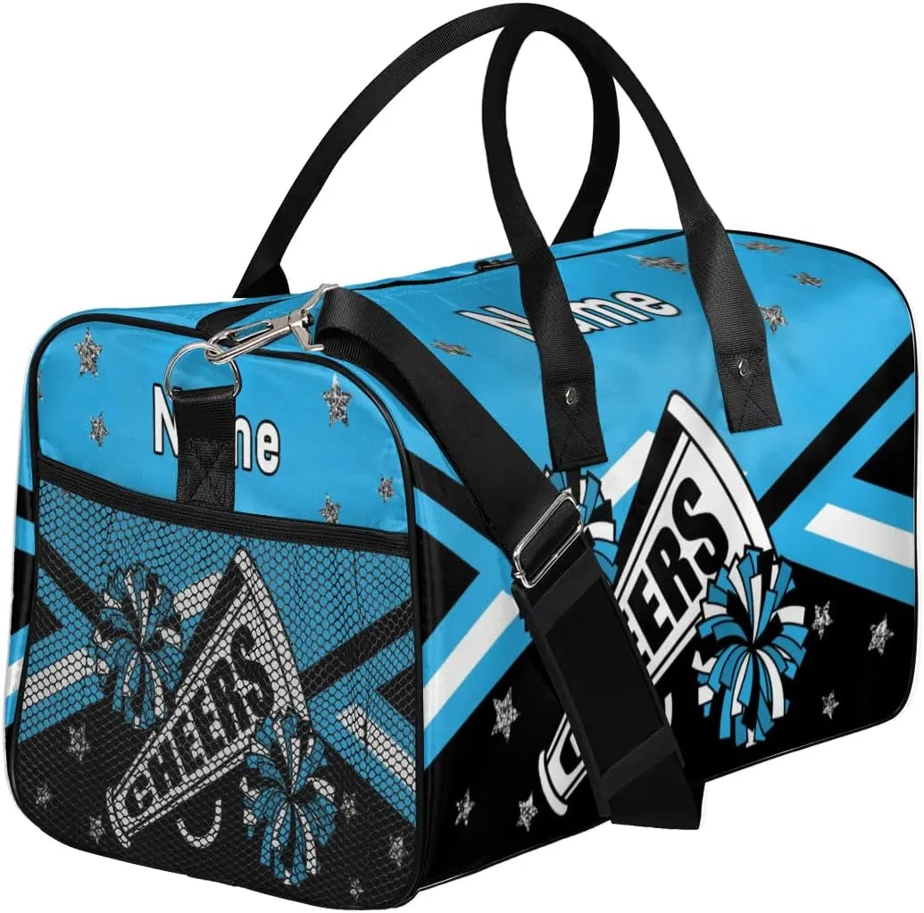 Personalized Cheer Bag Custom Cheerleader Bag with Name Customized Gym Bag Sport Travel Duffel Bag for Women, Blue Black