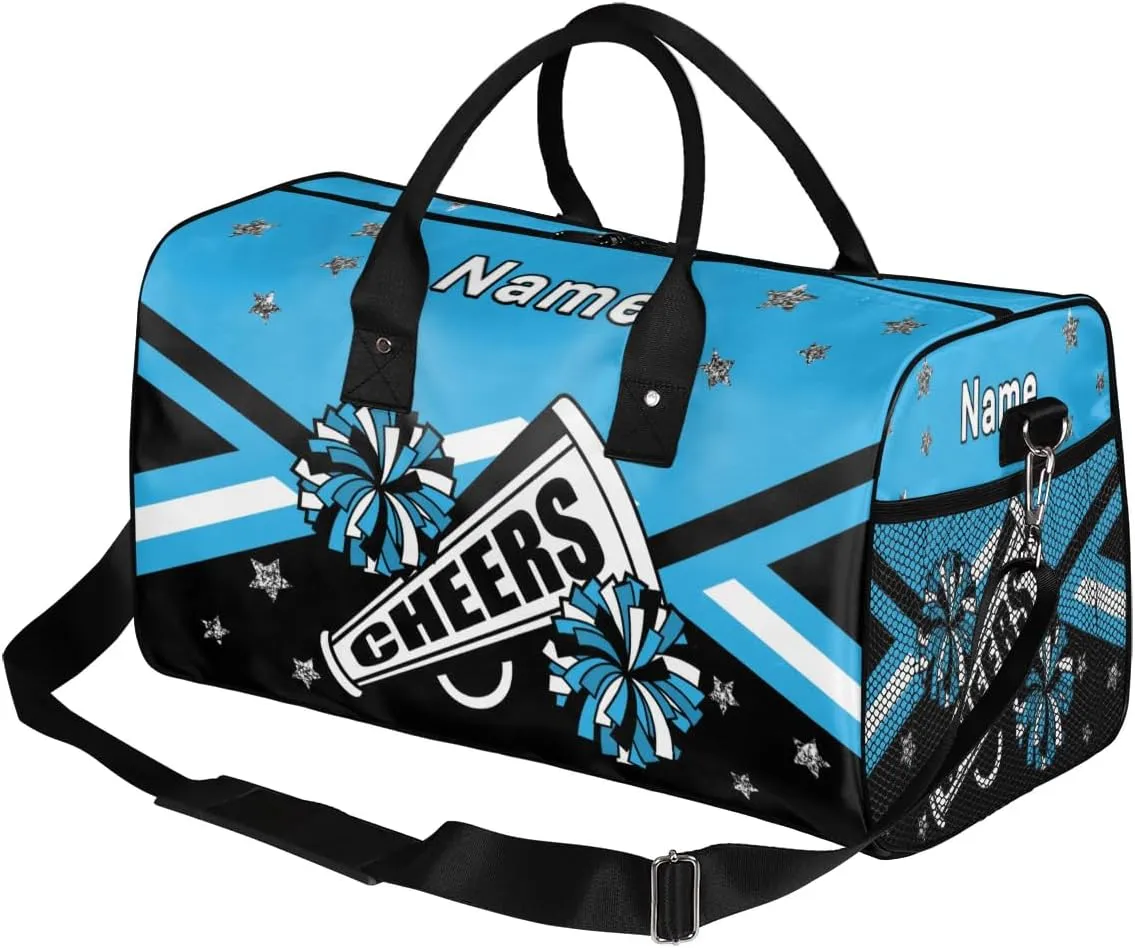 Personalized Cheer Bag Custom Cheerleader Bag with Name Customized Gym Bag Sport Travel Duffel Bag for Women, Blue Black