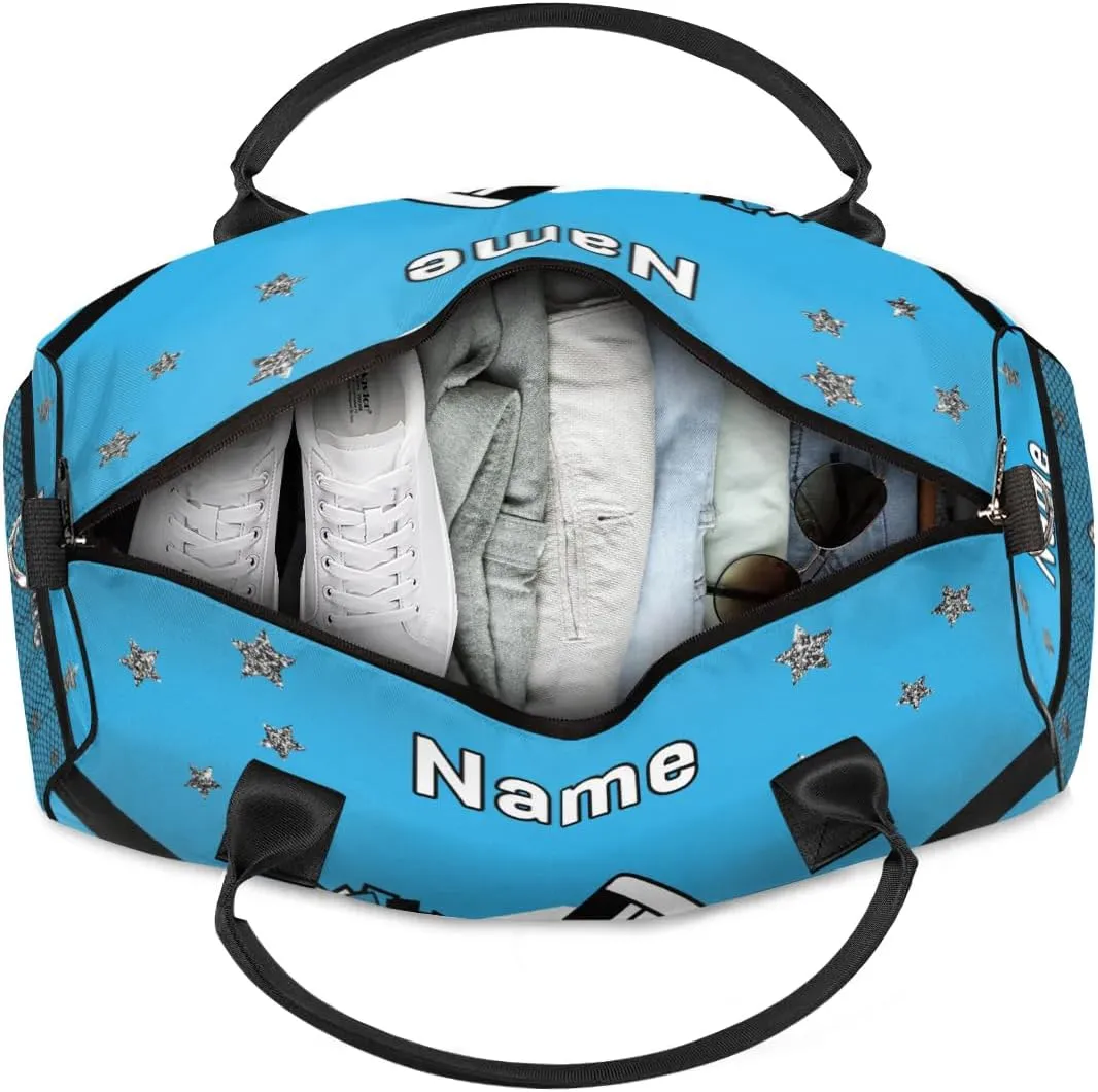 Personalized Cheer Bag Custom Cheerleader Bag with Name Customized Gym Bag Sport Travel Duffel Bag for Women, Blue Black
