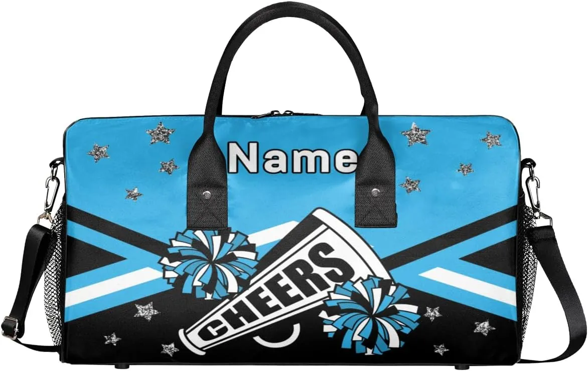 Personalized Cheer Bag Custom Cheerleader Bag with Name Customized Gym Bag Sport Travel Duffel Bag for Women, Blue Black