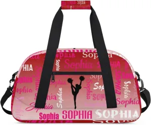 Personalized Cheer Bag Name Dance Bag Gymnastics Bags, Custom Cheerleader Sport Duffel Gym Bags Travel Overnight Weekender Bags, Deep Red Gradient
