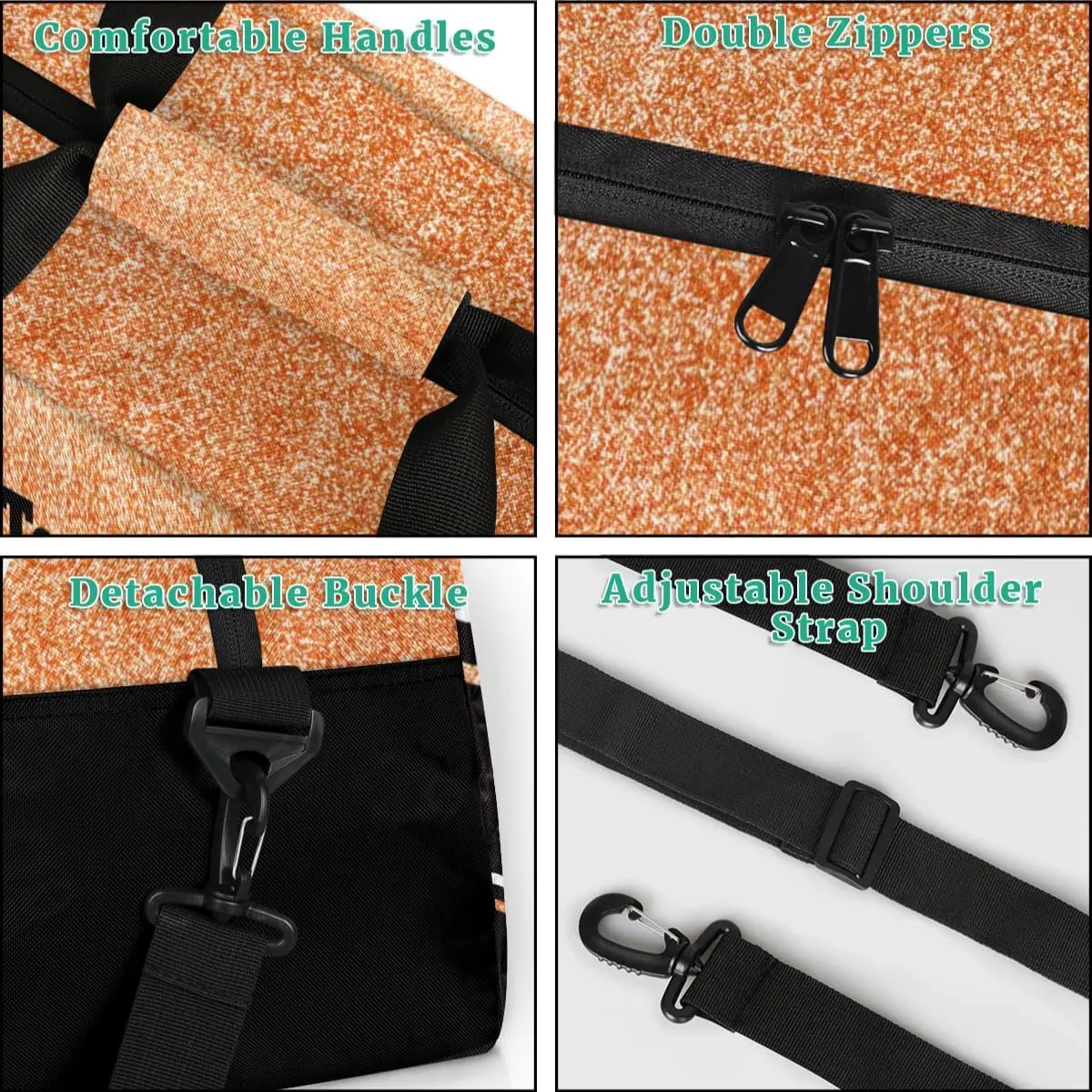 Personalized Cheerleader Bag Duffel Bag for Girls, Custom Cheer Bag Overnight Bags for Gymnastics Travel Weekender Orange