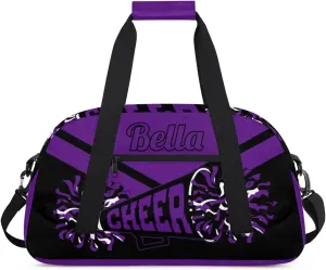 Personalized Cheerleader Duffel Bags - Custom Sport Gymnastics Dance Travel Weekender Bag, Purple Black