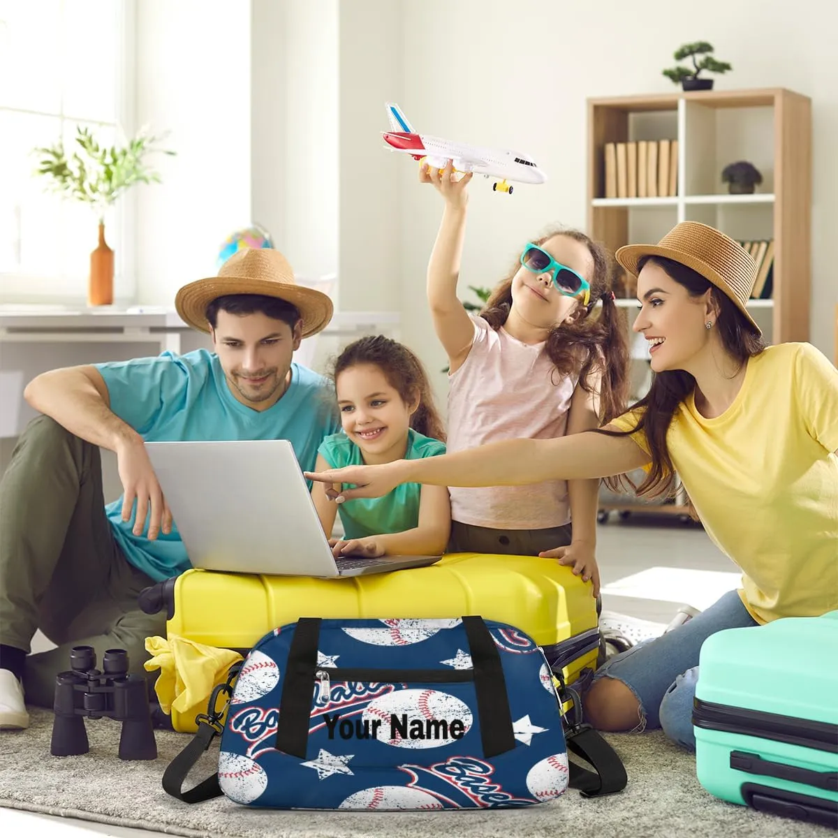 Personalized Creative Baseball Sport Duffel Bag Custom Name Kids Gym Bags Carry On Travel Bag Weekender Overnight Bag for Boys Girls Teens