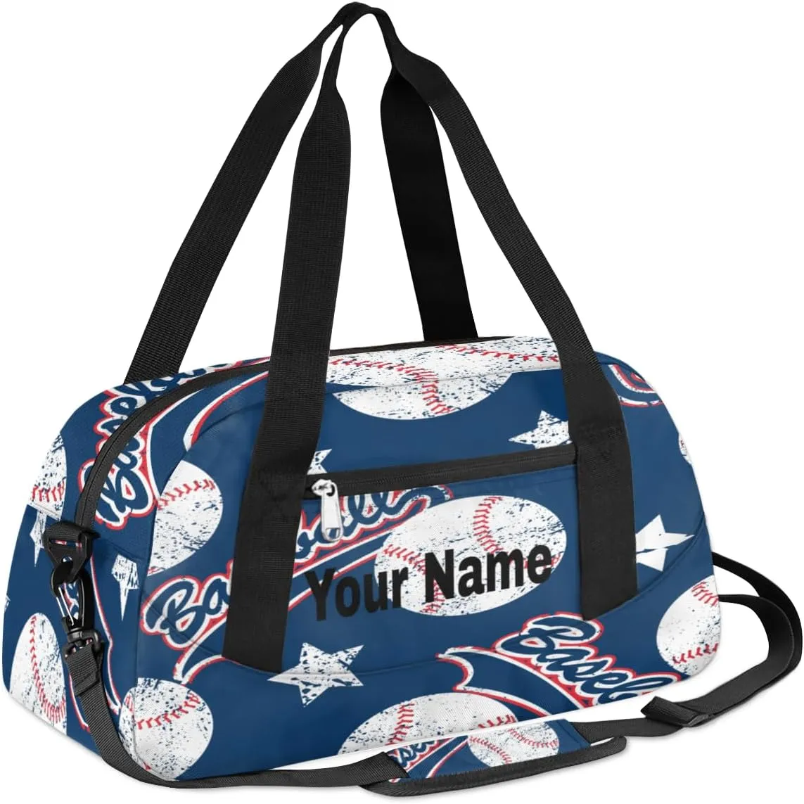 Personalized Creative Baseball Sport Duffel Bag Custom Name Kids Gym Bags Carry On Travel Bag Weekender Overnight Bag for Boys Girls Teens