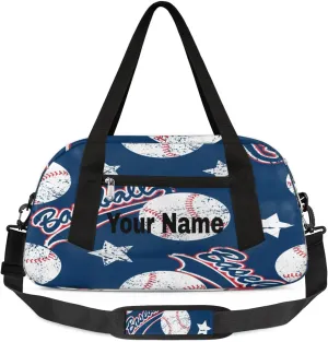 Personalized Creative Baseball Sport Duffel Bag Custom Name Kids Gym Bags Carry On Travel Bag Weekender Overnight Bag for Boys Girls Teens