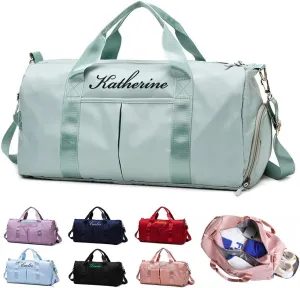 Personalized Duffel Bag Customized Sports Bags Personalized Sports Bag with embroidered name Customized Dance Bag for Men and Women Waterproof Overnight Bag(Green)