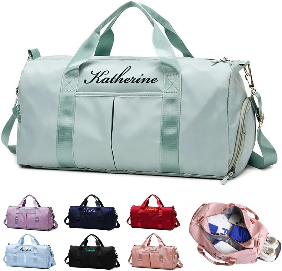 Personalized Duffel Bag Customized Sports Bags Personalized Sports Bag with embroidered name Customized Dance Bag for Men and Women Waterproof Overnight Bag(Green)
