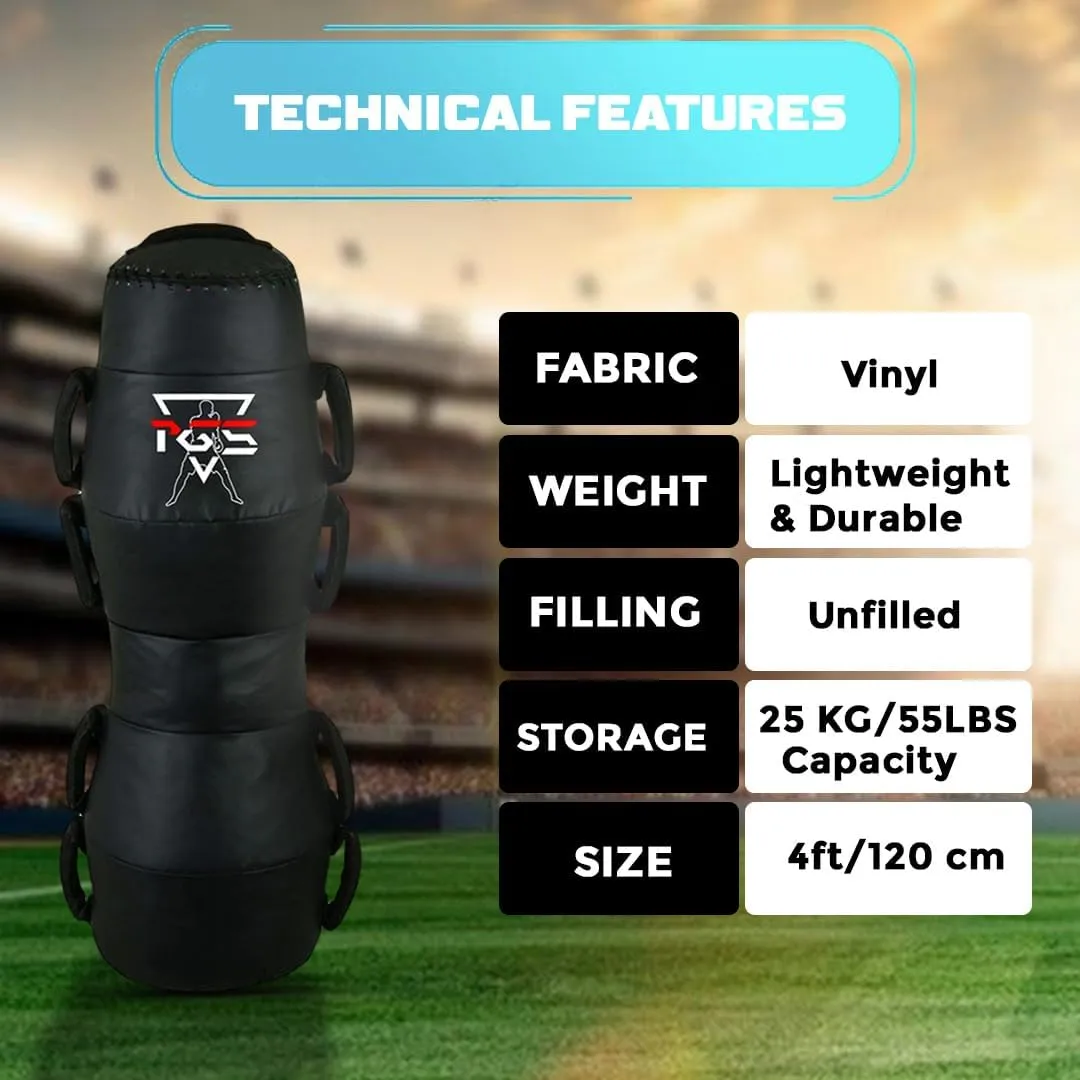 PGS Grappling Dummy with Handles, MMA Floor Punching Bag, Ground and Pound Training Throwing Striving BJJ MMA Punching Dummy Strong Vinyl Material for Pro Training - UNFILLED
