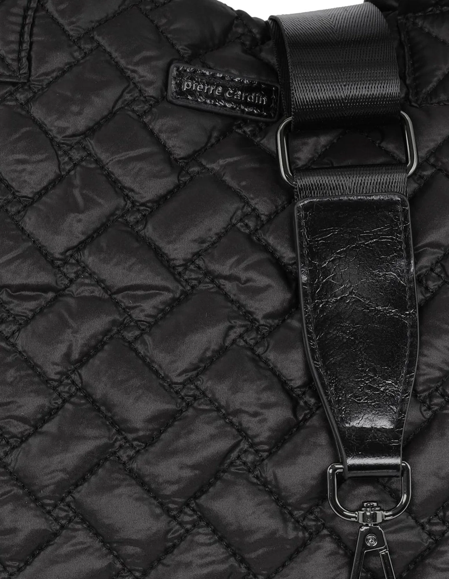 Pierre Cardin Ladies Nylon Small Quilted Tote Bag in Black