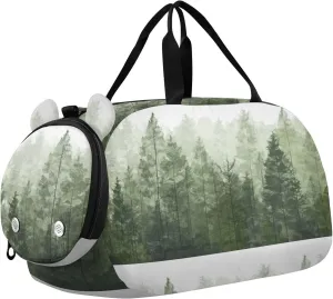 Pine Trees Duffle Bag for Girl, Sports Duffle Gym Bags with Shoe Compartment, Personalized Overnight Bag Travel Weekender for Kids