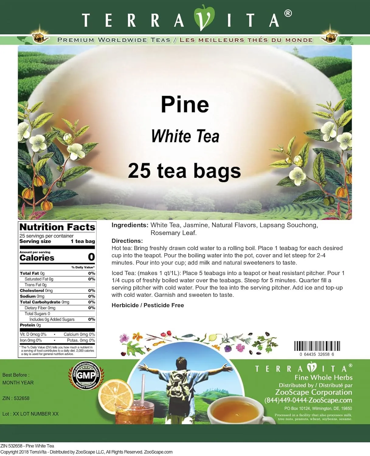 Pine White Tea (25 tea bags, ZIN: 532658)