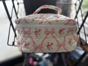 Pink Floral Makeup Bag