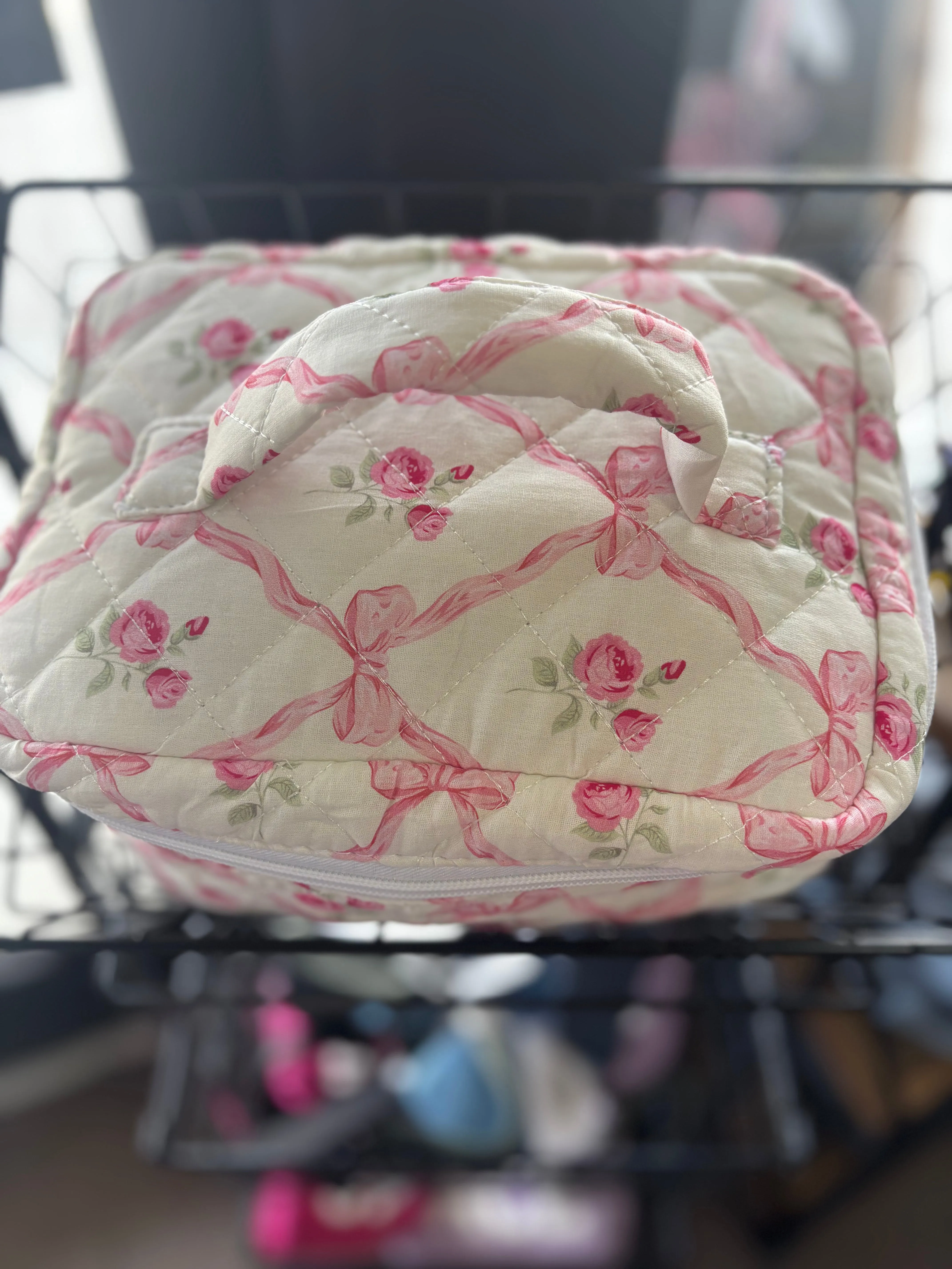Pink Floral Makeup Bag