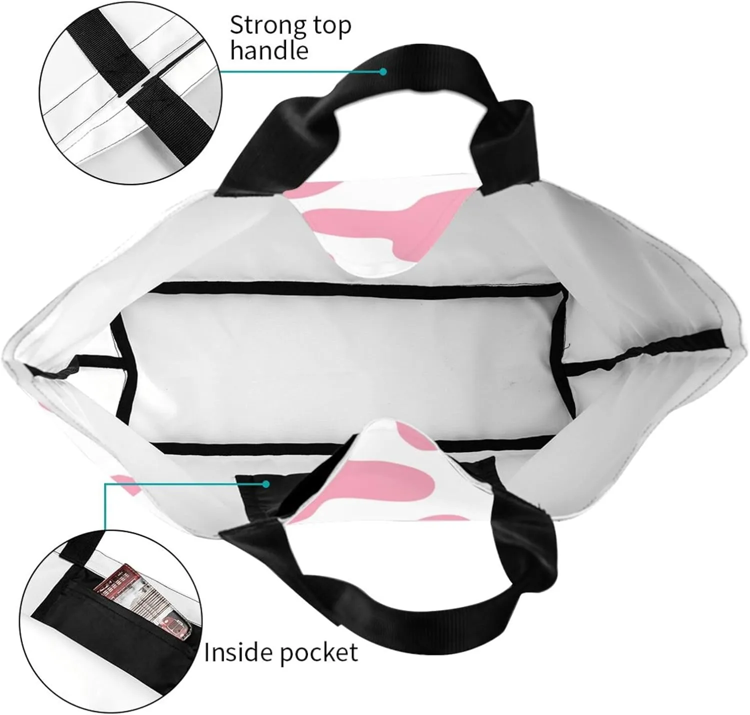 Pink Glasses Giraffe Tote Bag Shopping Bag Portable Handbags Tote Shoulder Bucket Bags for Women