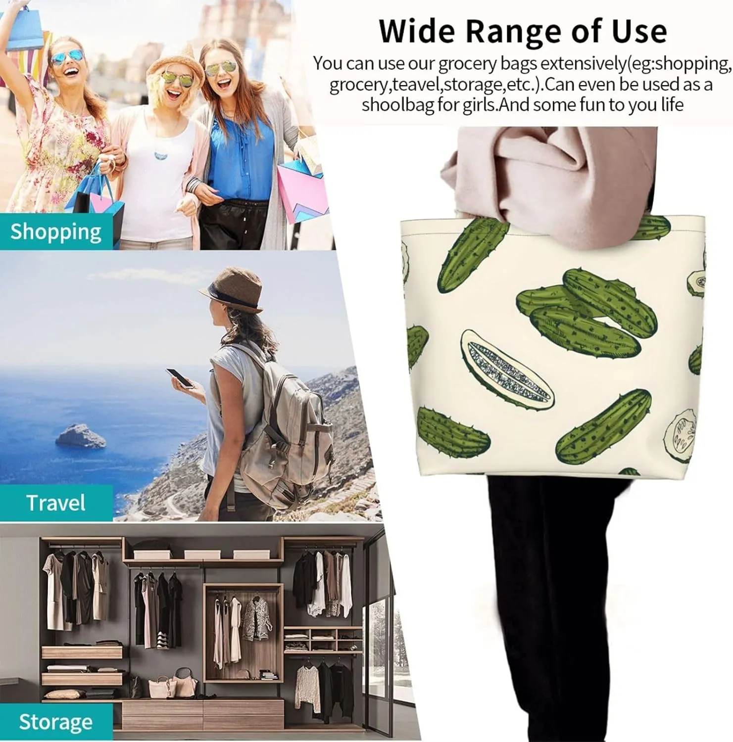 Pink Glasses Giraffe Tote Bag Shopping Bag Portable Handbags Tote Shoulder Bucket Bags for Women