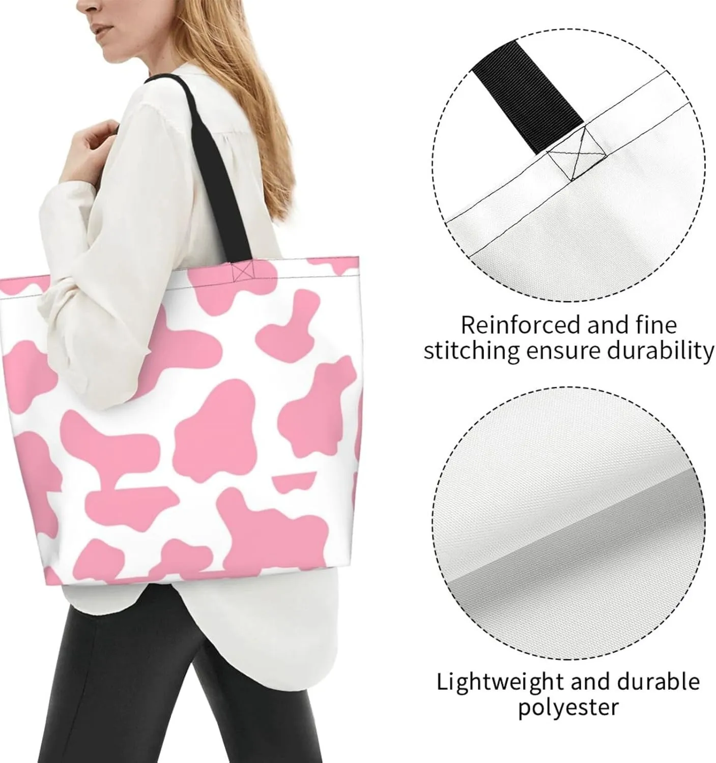 Pink Glasses Giraffe Tote Bag Shopping Bag Portable Handbags Tote Shoulder Bucket Bags for Women
