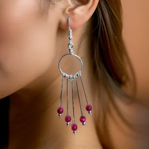Pink Tiger Eye Dangle Earrings