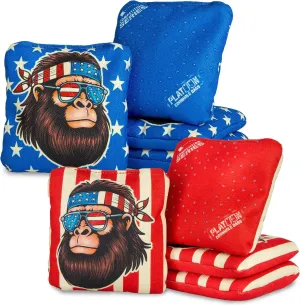 Play Platoon Competition Series Cornhole Bags Set of 8 Regulation Professional Weight Double Sided Slick and Stick with Rubber Sticky Dot Slow Side for Pro Corn Hole Bean Bag Toss Game-Designed in USA