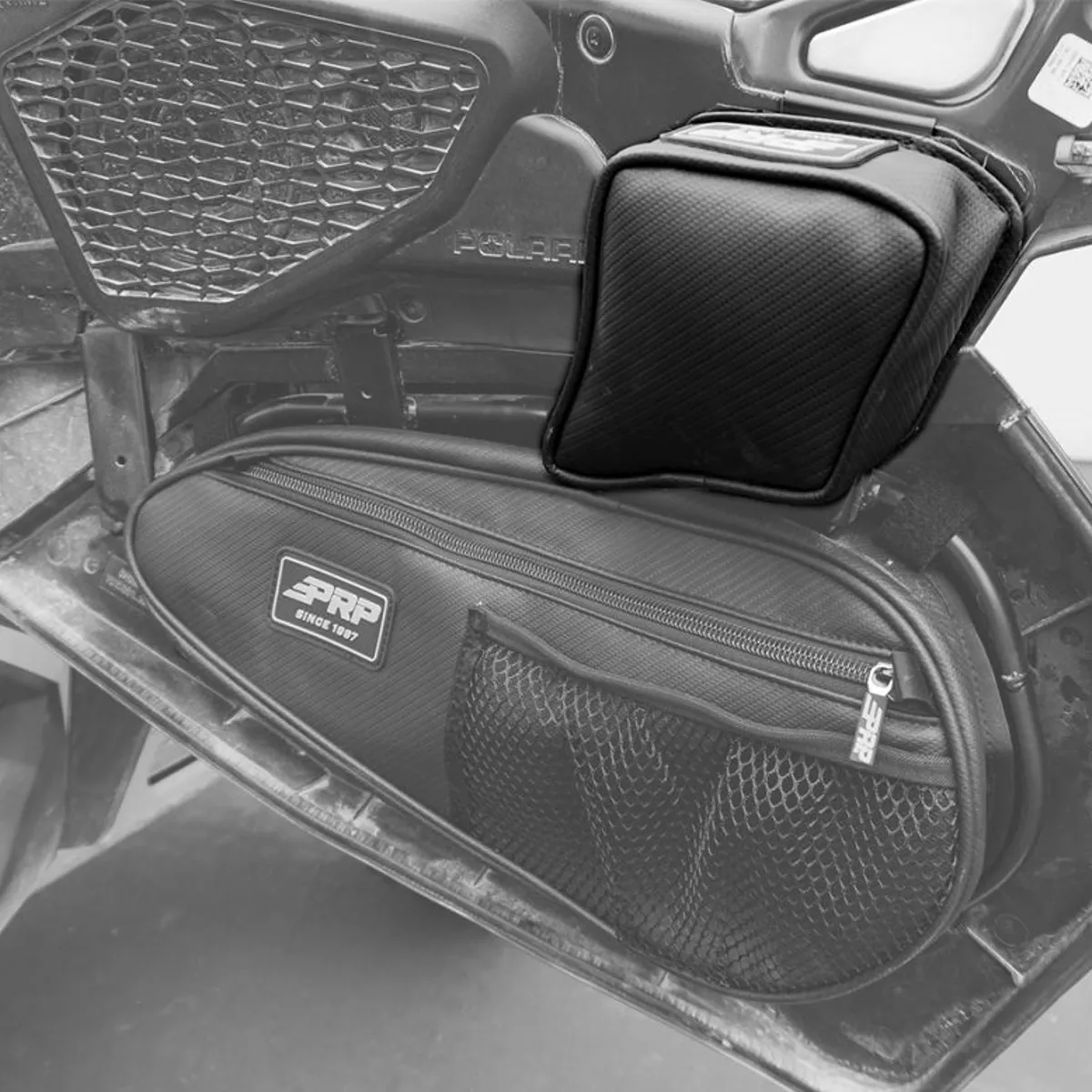 Polaris RZR Lower Door Bags (Pair) and Knee Pads for Doors with Speakers - BUNDLE