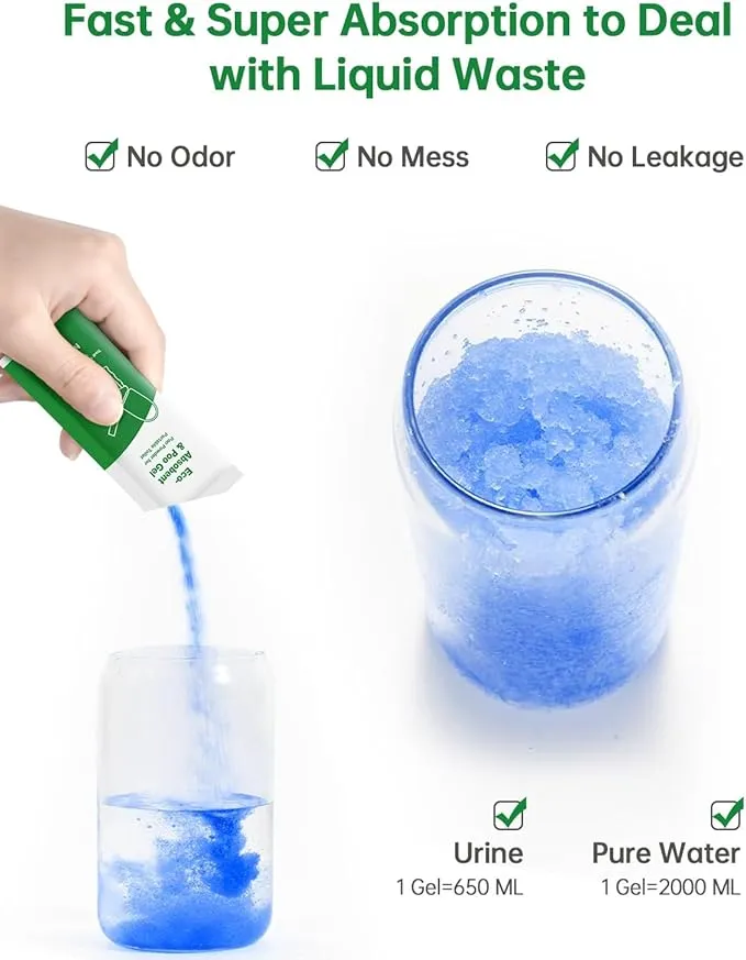 Poo Gel for Portable Toilet, 80 Eco Camping Toilets Pee Powder Deodorizer Urine Pee Absorbent Liquid Solidifier for Adult Porta Potty Chemicals Bucket Toilet Outdoor Camping Hiking Emergency Toilet