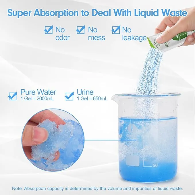 Poo Gel for Portable Toilet, Portable Toilet Powder Poo Urine Powder for Camping Outdoor Hiking