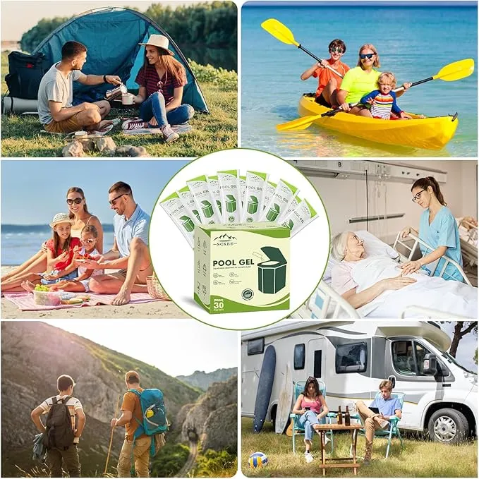 Poo Gel for Portable Toilet, Portable Toilet Powder Poo Urine Powder for Camping Outdoor Hiking