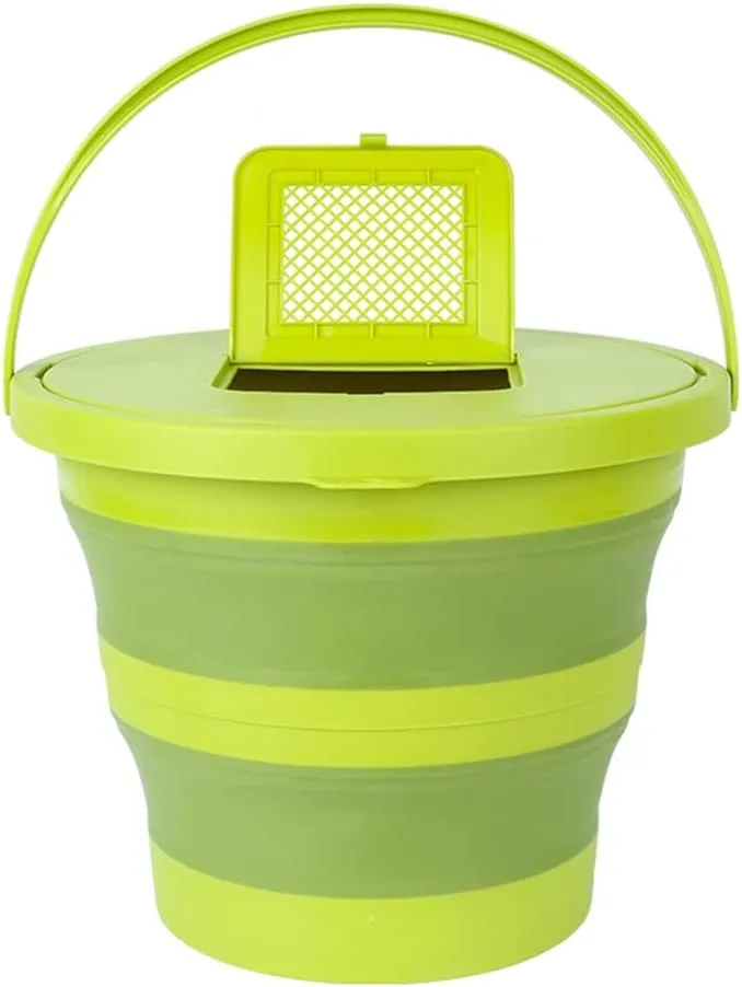 Portable Fishing Water Pail,Collapsible Plastic Bucket with Lid,Car Washing Buckets Collapsible Plastic Pail Fishing Bucket Portable Outdoor Travel Foldable Bait Bucket Container