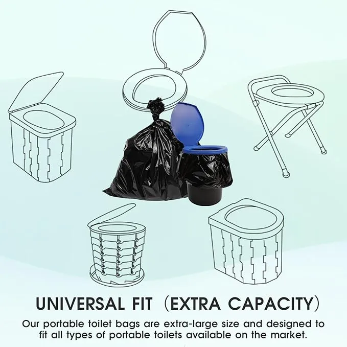 Portable Toilet Bags Disposable Waste Wag Bags Bucket Toilet Liner 12 Gallon for Camping Hiking Trip Thickened Leak-Proof Trash Bags