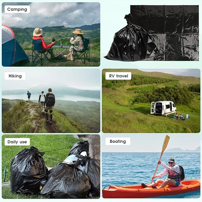 Portable Toilet Bags Disposable Waste Wag Bags Bucket Toilet Liner 12 Gallon for Camping Hiking Trip Thickened Leak-Proof Trash Bags