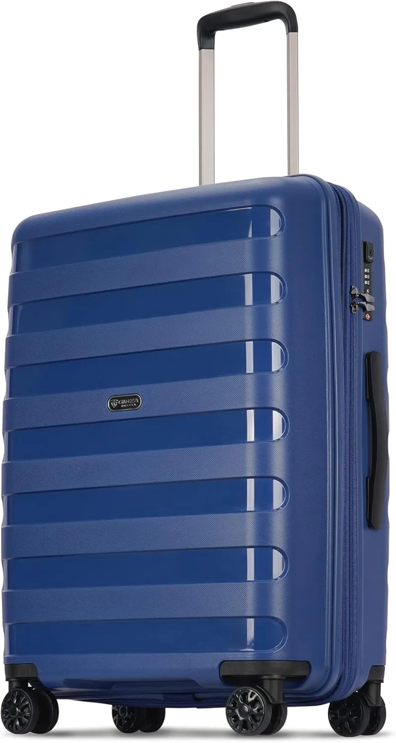 PP material Expandable Carry On Luggage Airline Approved, 20 Inch Hardside Carry On Suitcase with Wheels, Travel Harshell Spinner Small Luggage with Tsa Lock,Blue color, 20-Inch Carry-On
