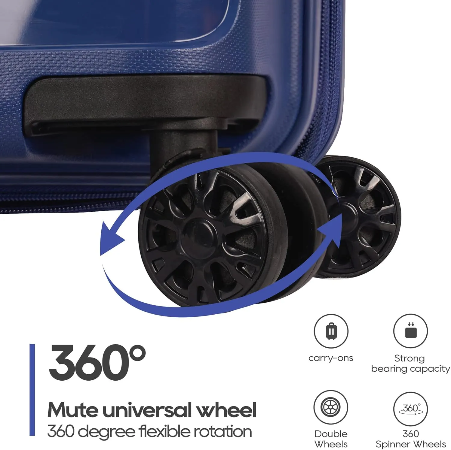 PP material Expandable Carry On Luggage Airline Approved, 20 Inch Hardside Carry On Suitcase with Wheels, Travel Harshell Spinner Small Luggage with Tsa Lock,Blue color, 20-Inch Carry-On