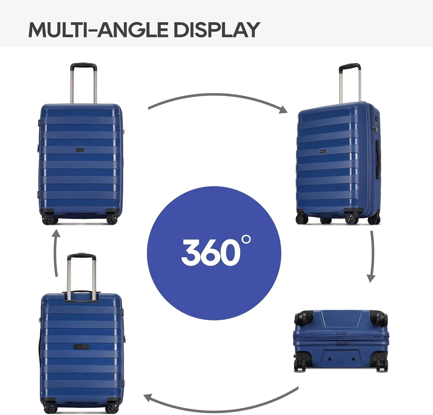 PP material Expandable Carry On Luggage Airline Approved, 20 Inch Hardside Carry On Suitcase with Wheels, Travel Harshell Spinner Small Luggage with Tsa Lock,Blue color, 20-Inch Carry-On