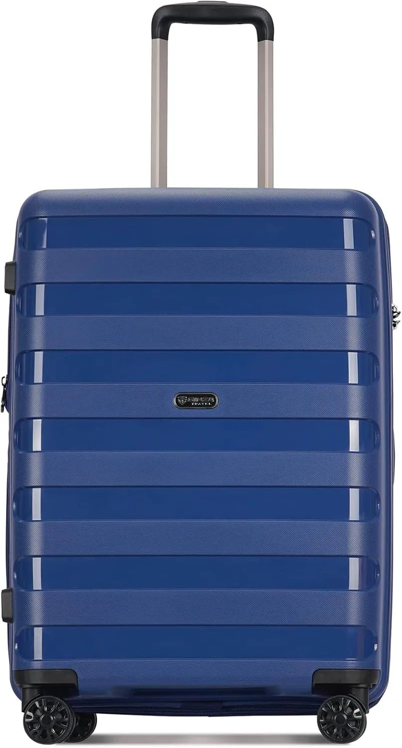PP material Expandable Carry On Luggage Airline Approved, 20 Inch Hardside Carry On Suitcase with Wheels, Travel Harshell Spinner Small Luggage with Tsa Lock,Blue color, 20-Inch Carry-On