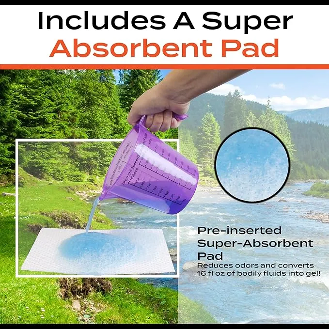 PrepWell Disposable Toilet Bags with Super Absorbent Pad (20 Count)-Leak Resistant-Universal Size Fits Any Portable Toilet or Bucket- Eliminates Odors- Great for Outdoors and Emergencies