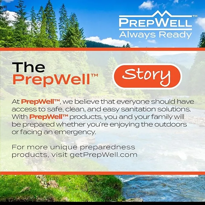 PrepWell Disposable Toilet Bags with Super Absorbent Pad (20 Count)-Leak Resistant-Universal Size Fits Any Portable Toilet or Bucket- Eliminates Odors- Great for Outdoors and Emergencies