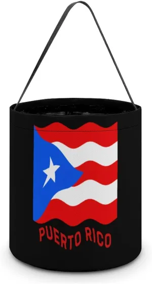 (Puerto-PR-Sate) Flag Funny Easter Egg Bags Trick-o-r-Treat Tote Bag Reusable Bucket Storage Basket Handbag Party Novelty