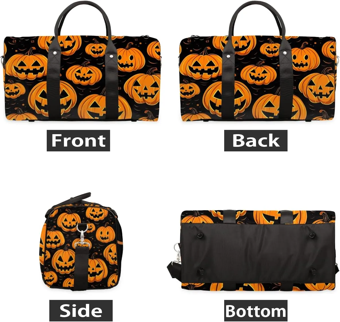 Pumpkin Retro Travel Duffle Bag for Women Men Gym Duffel Foldable Bag Waterproof Weekender Cartoon Halloween Duffle Tote