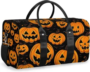 Pumpkin Retro Travel Duffle Bag for Women Men Gym Duffel Foldable Bag Waterproof Weekender Cartoon Halloween Duffle Tote