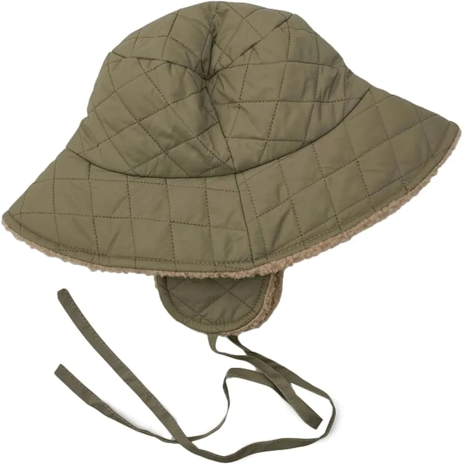 Quilted Bucket Hat Winter Warm Hat for Woman Down Padding Bucket Cap Fishing Hat Thick Plush Earflap Fisherman Bucket Hats