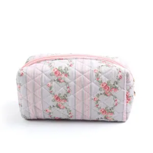 Quilted Floral Cosmetic Bag