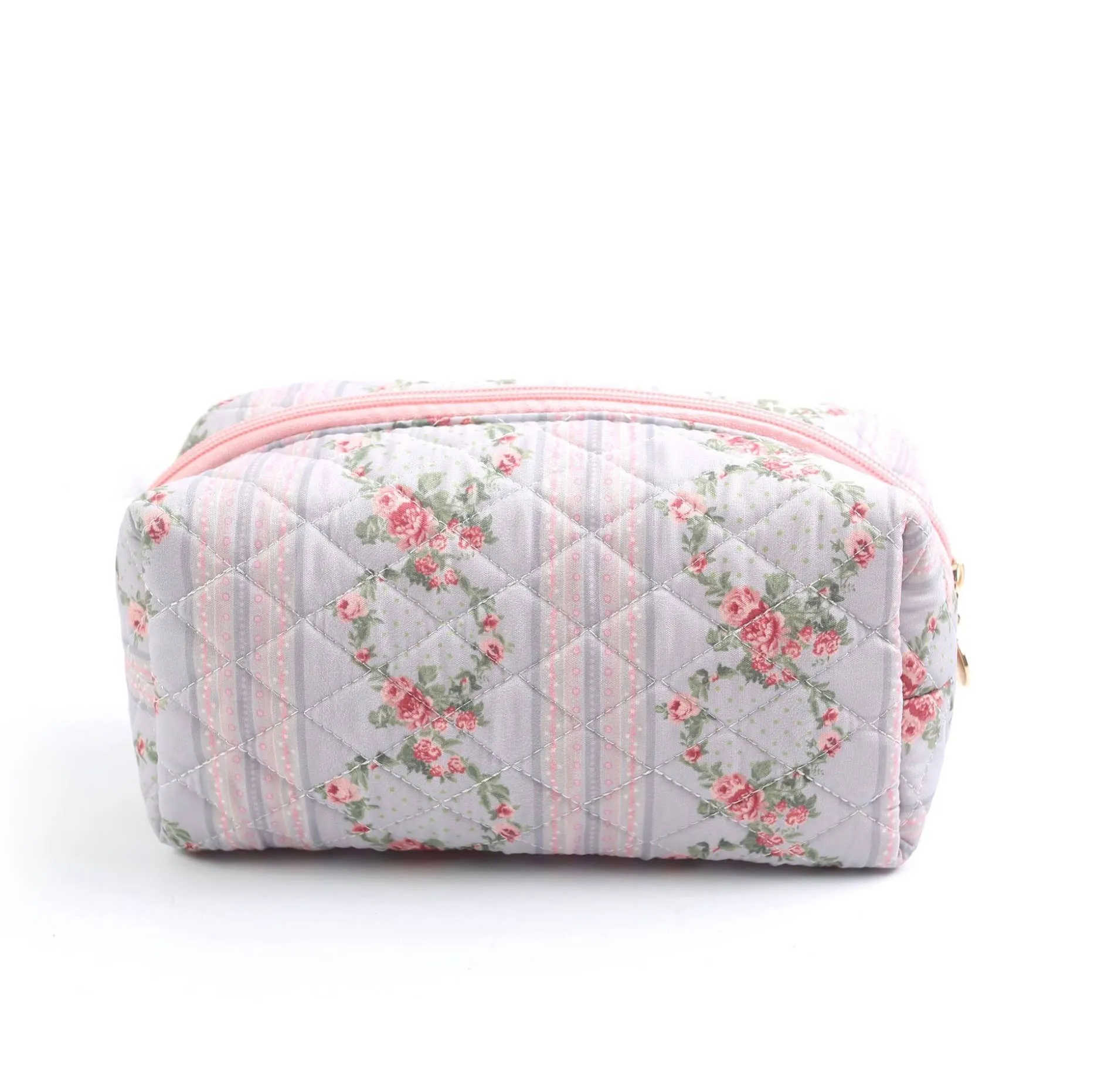 Quilted Floral Design Cosmetic Bags - TOSHA