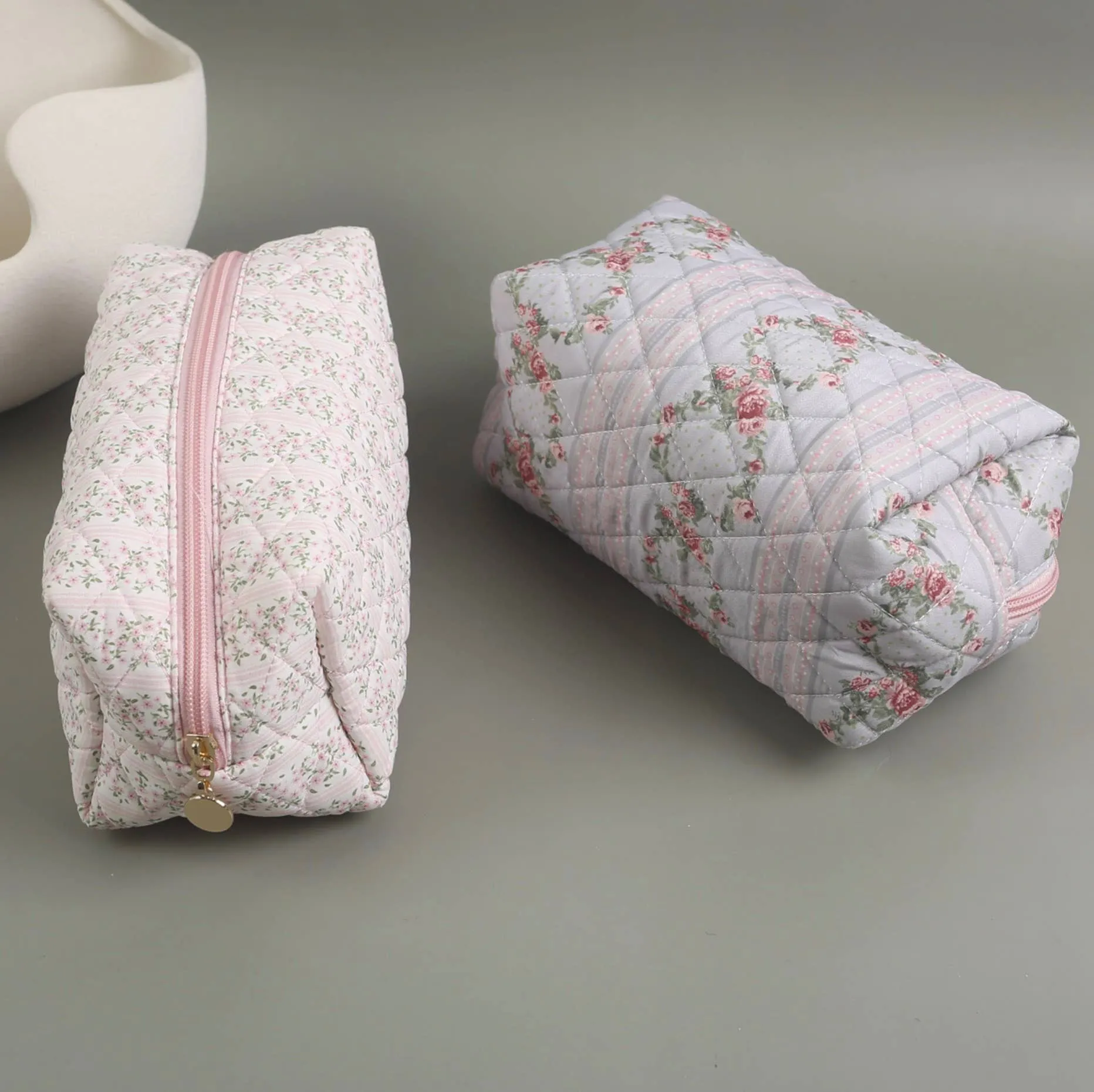 Quilted Floral Design Cosmetic Bags - TOSHA