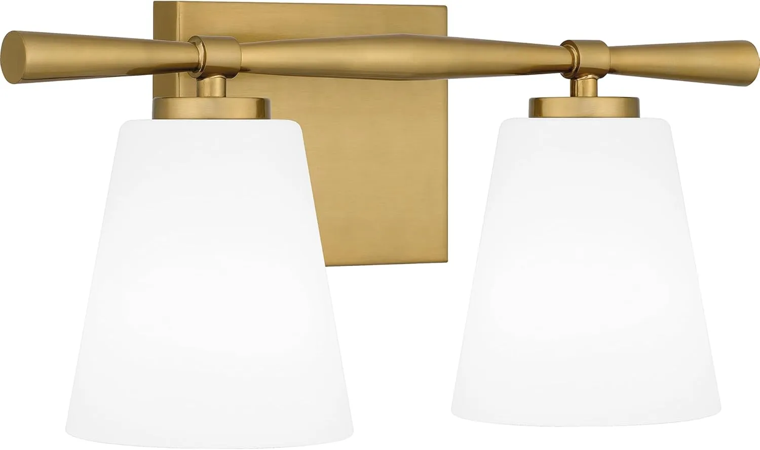 Quoizel Brindley Bath Vanity Lights, 16 Inch 2-Light Aged Brass Transitional Bathroom Lighting Fixtures Over Mirror, Opal Etched Glass Shades, Wall Mount Light for Bathroom